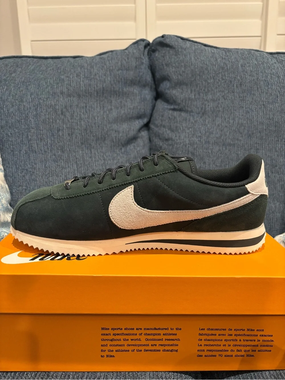 Nike Cortez Men's Low-Top Sneaker in Dark Green with Cream Swoosh